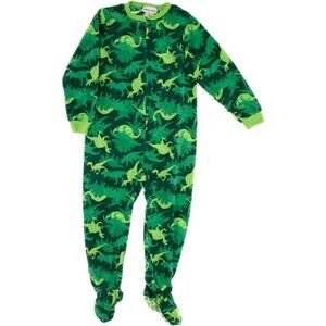 Komar Kids Boys Green Dinosaur Fleece Blanket Sleeper Footed Pajamas 10-12